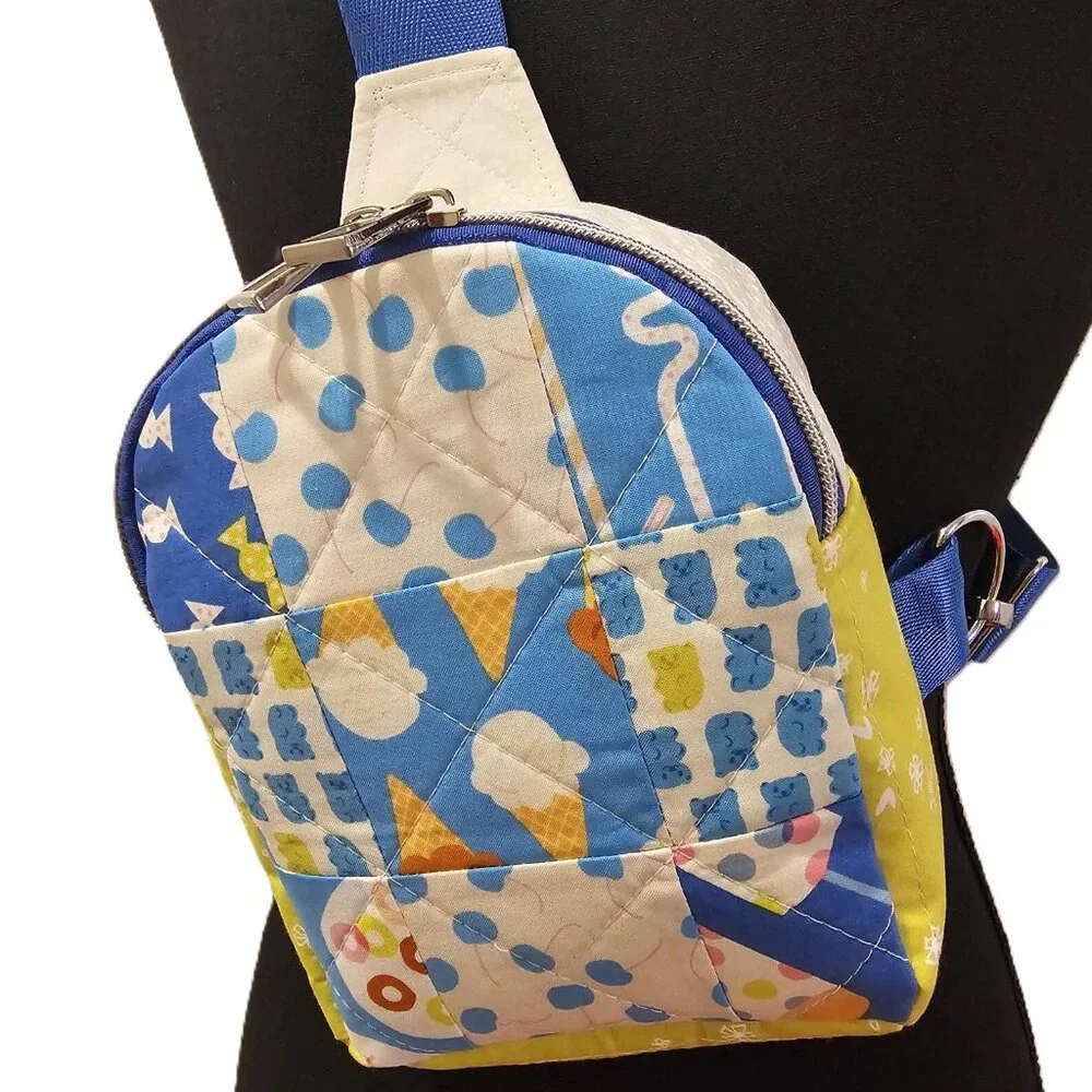 Mav Sling Patchwork Mini Sling Backpack: Ruby Star Society Crossbody Bag - Picture 3 of 5
